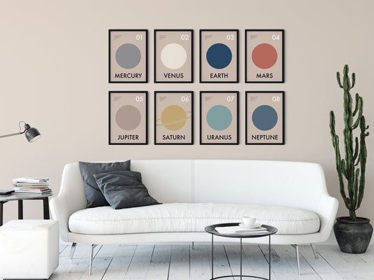 SET OF 8 - All Planets of the Solar System Art Prints